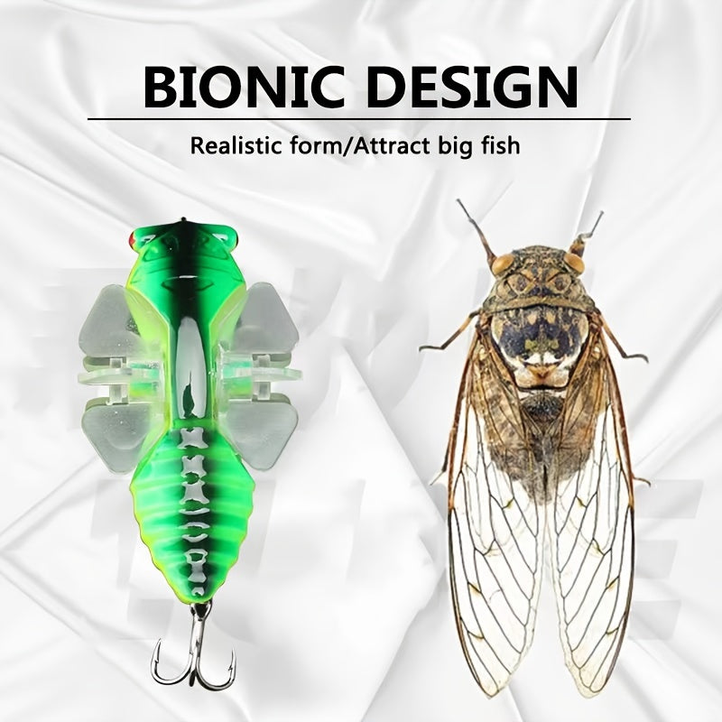 Bionic Cicada Hard Fish Lure - Spinning Fishing Bait with Propeller Treble Hook for Freshwater and Saltwater Fishing - 7.5cm/14g - Lifelike Design for Increased Catch Rates