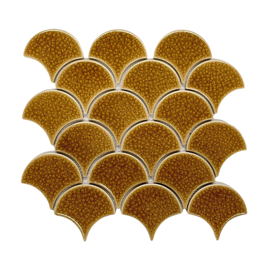 Yellow Cracked Glaze Fish Scale Mosaic Tile SH_XFB90070