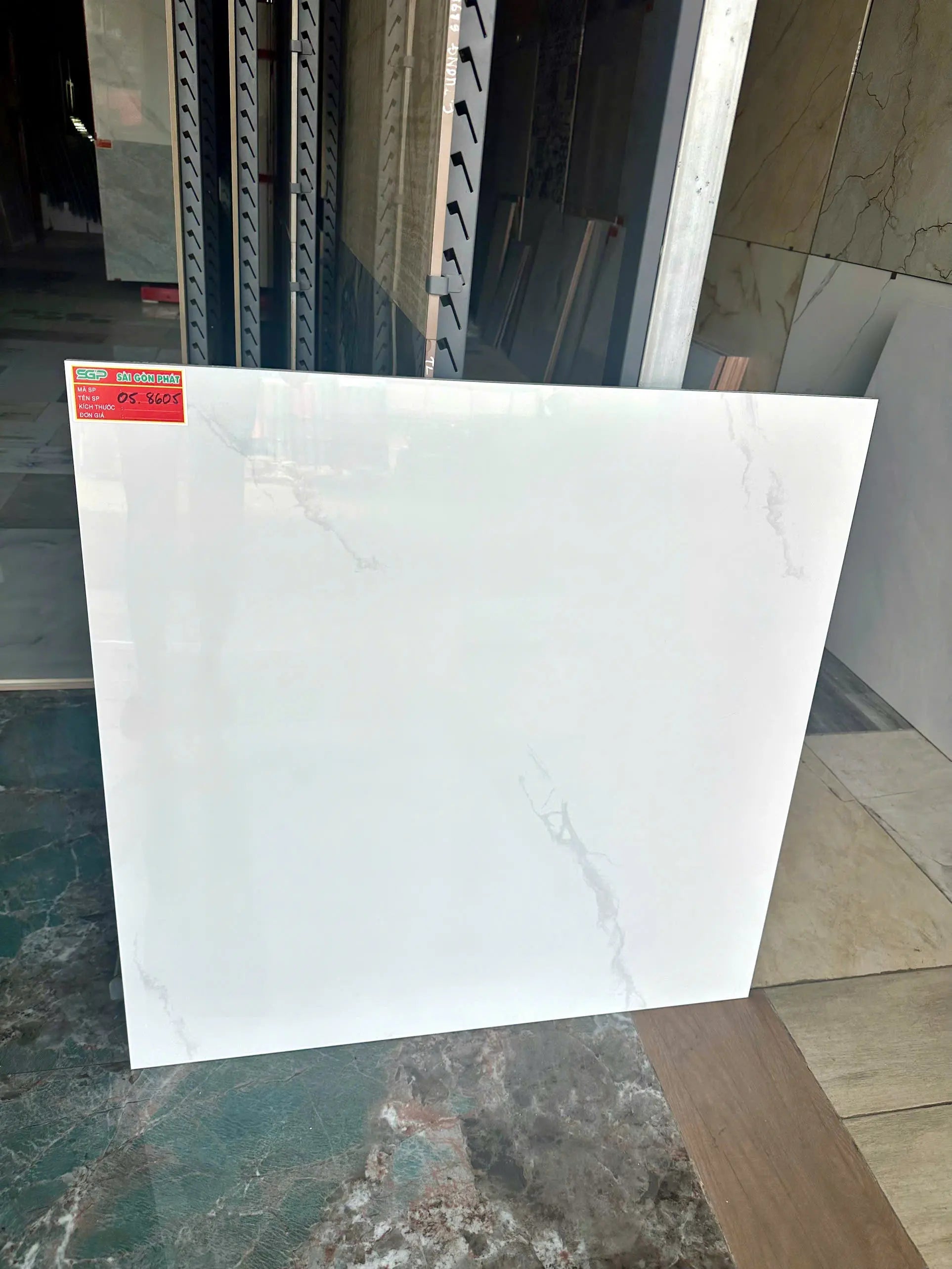 Chinese Tiles, Glossy White code 8605, Size 800x800mm (3 tiles/box/1.92m2)