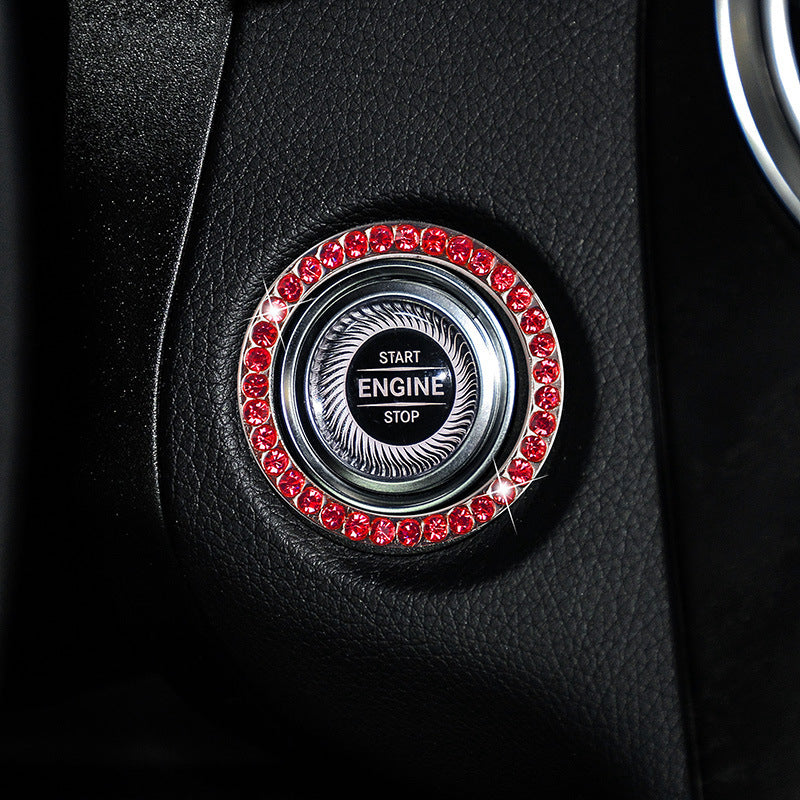 Zinc Alloy Ignition Button Cover with Sparkle Effect - "START STOP" Design, Plated, Easy Installation, Fits Most Vehicles, Ignition System Upgrade | Sparkling Button Cover | Glossy Finis - Daisan Mart