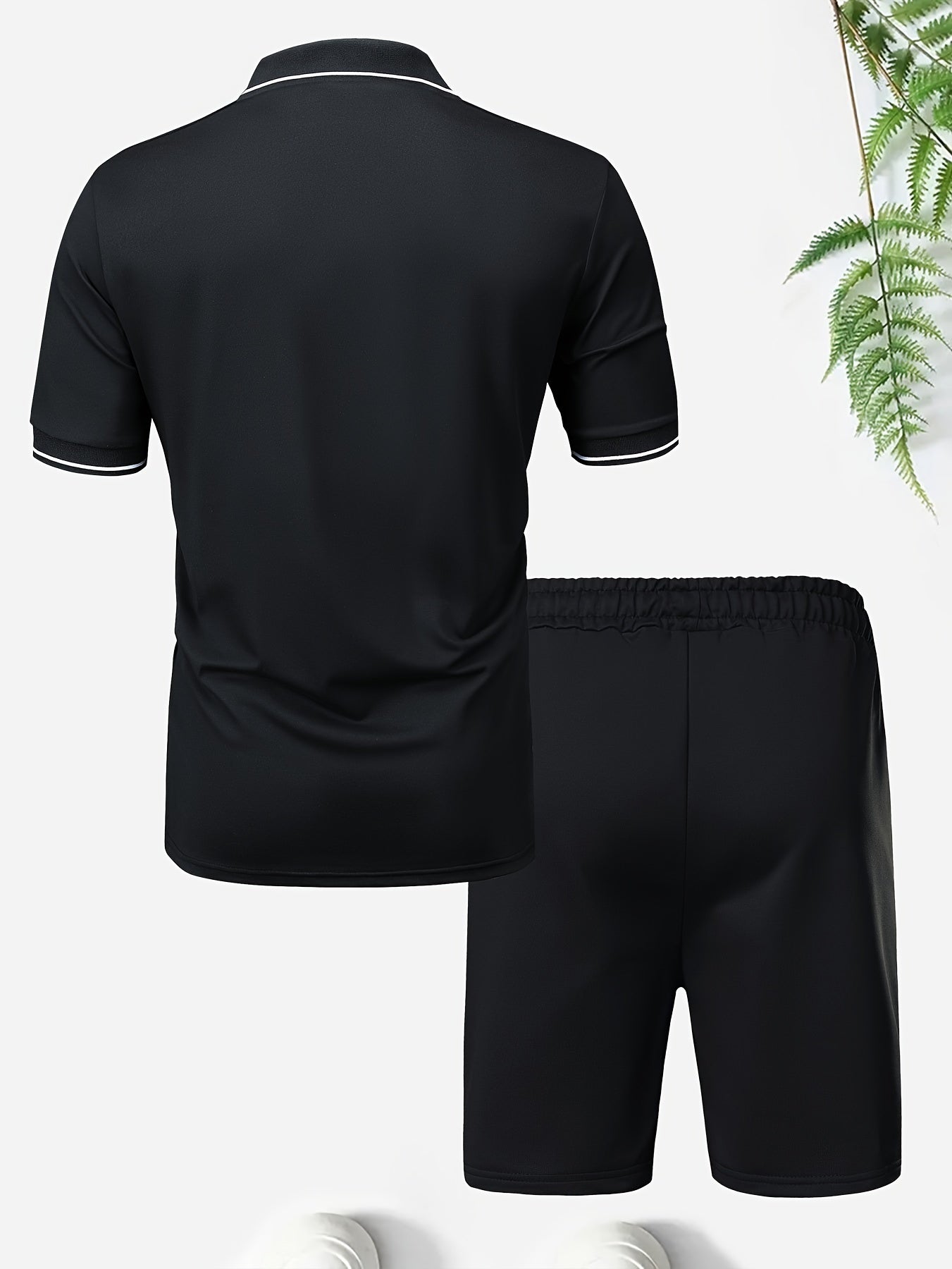 Bộ Golf Nam Hè: Áo Viền Tương Phản & Quần Dây Rút