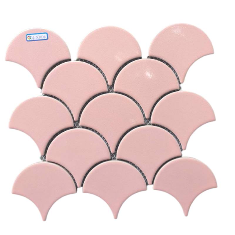 Gạch Mosaic vảy cá màu hồng men bóng GP-FT115PK - Daisan Mart