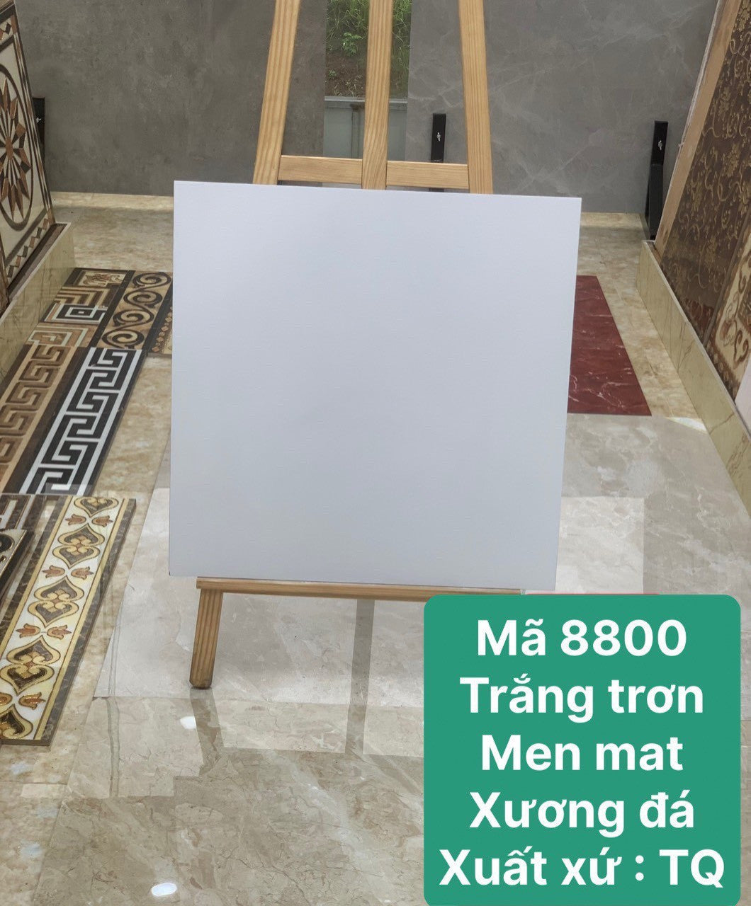Chinese Tiles, Matte Gray Stone Bone Code 8800, Size 800x800mm (3 Tiles/box/1.92m2)