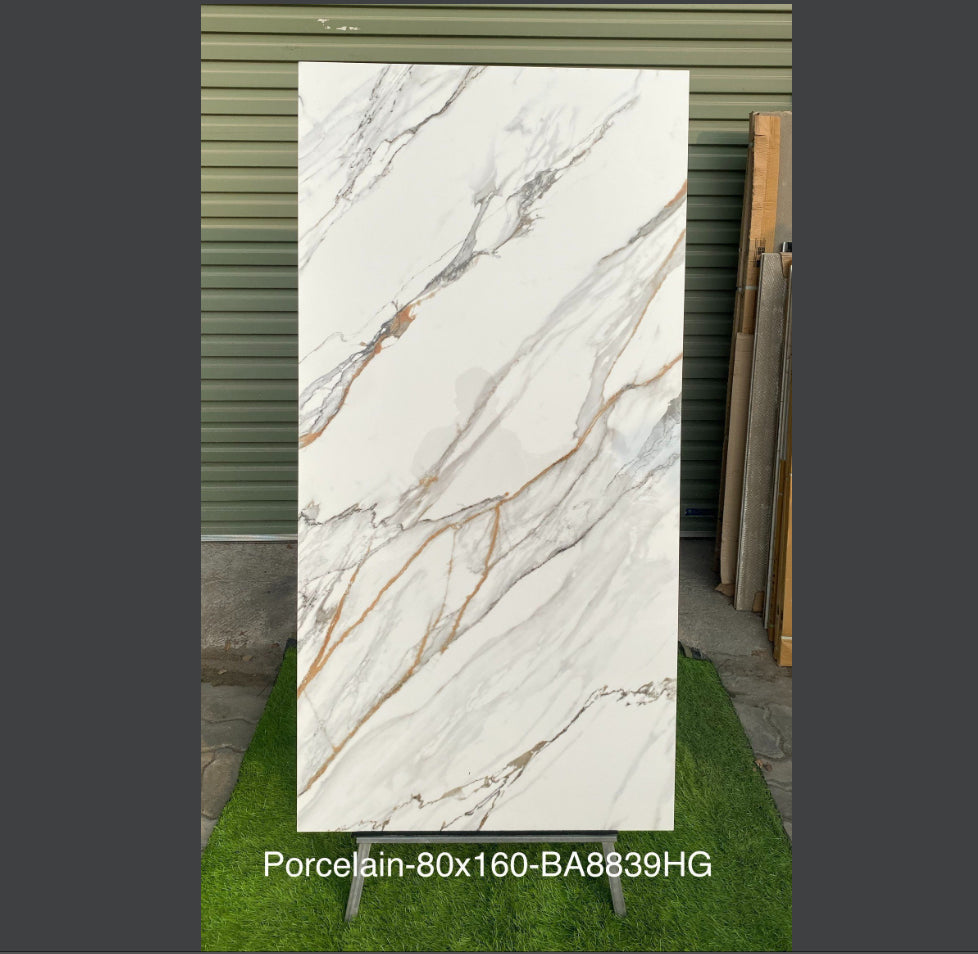 Super Glossy Glazed Indian Tile 800x16000 White Cloud Pattern 8839HG