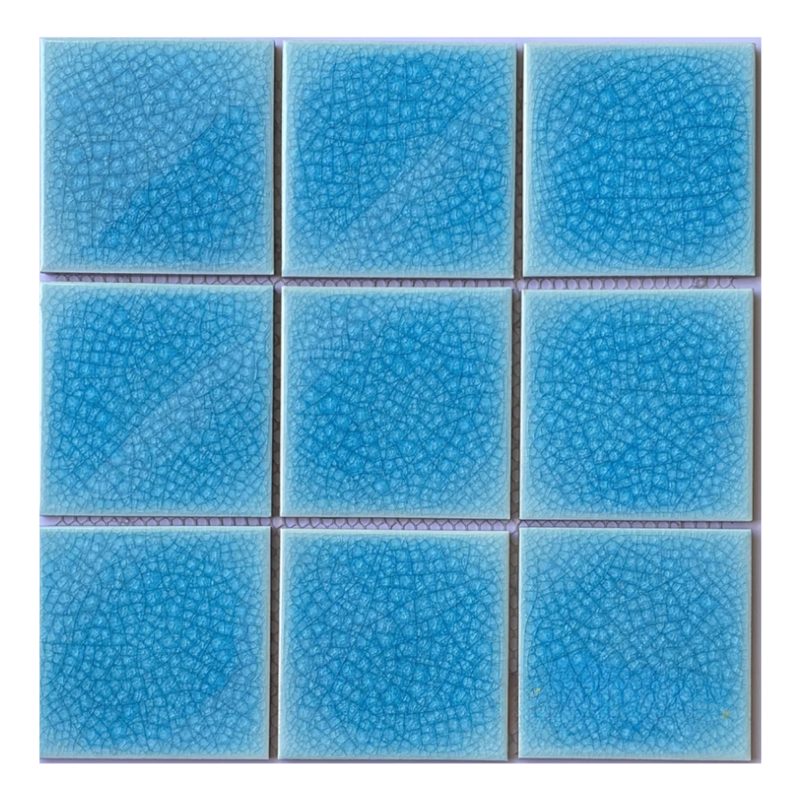 Mosaic tile 100x100mm double crackle glaze blue MHG 1015