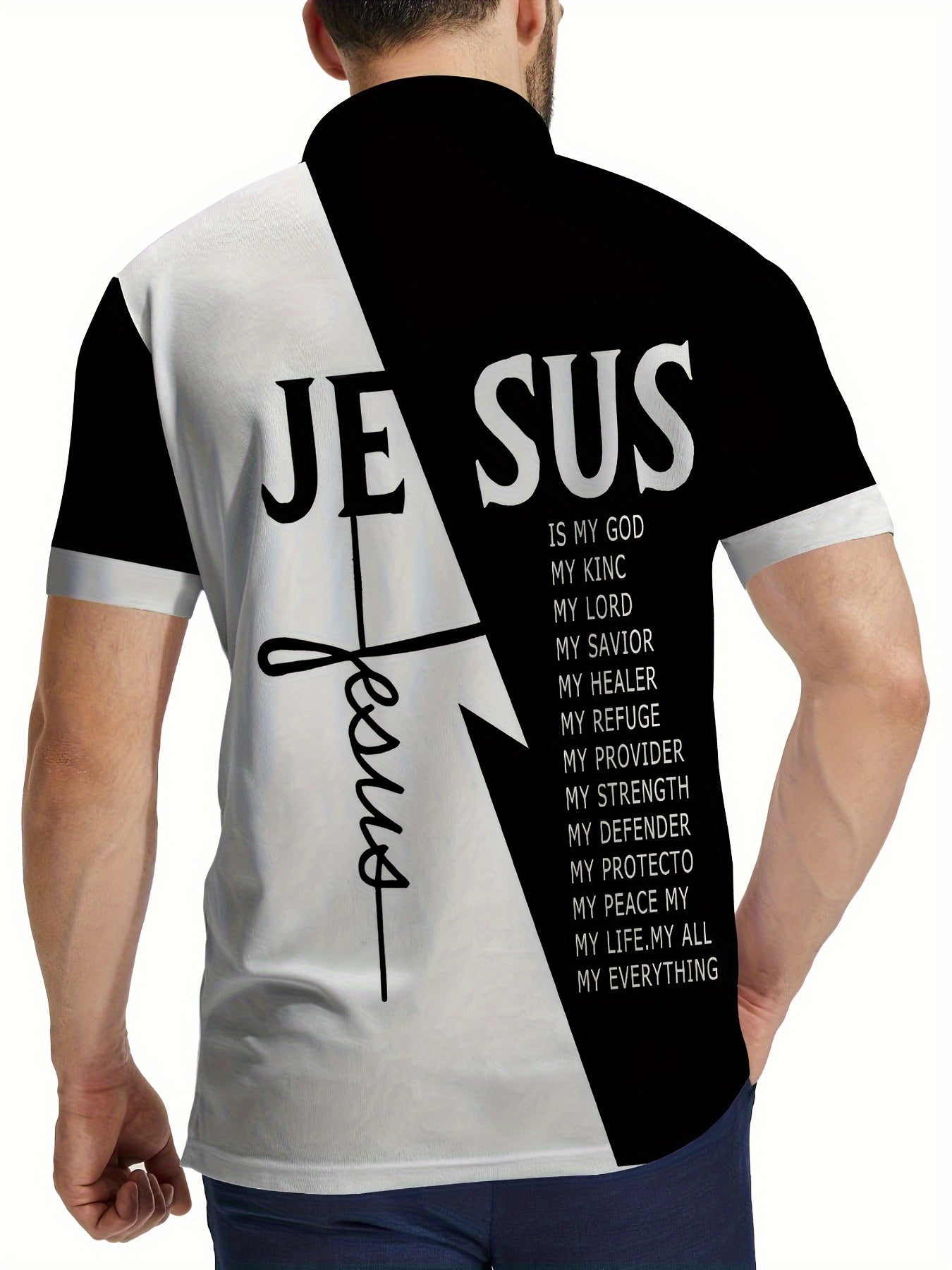 Men's Golf T-shirt Large Size Printed JESUS ​​Active Summer