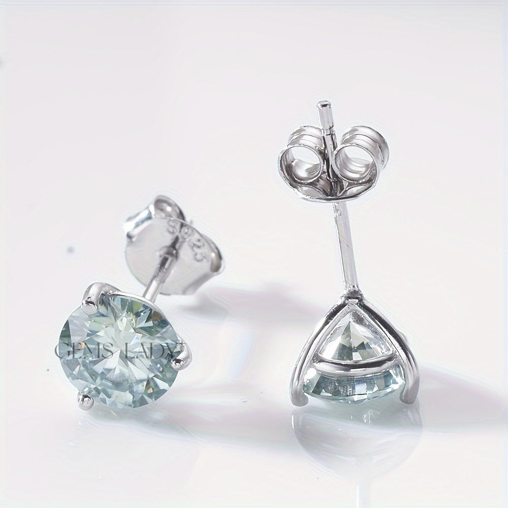 Exquisite 925 Silver 3-Claw Moissanite Shiny Earrings