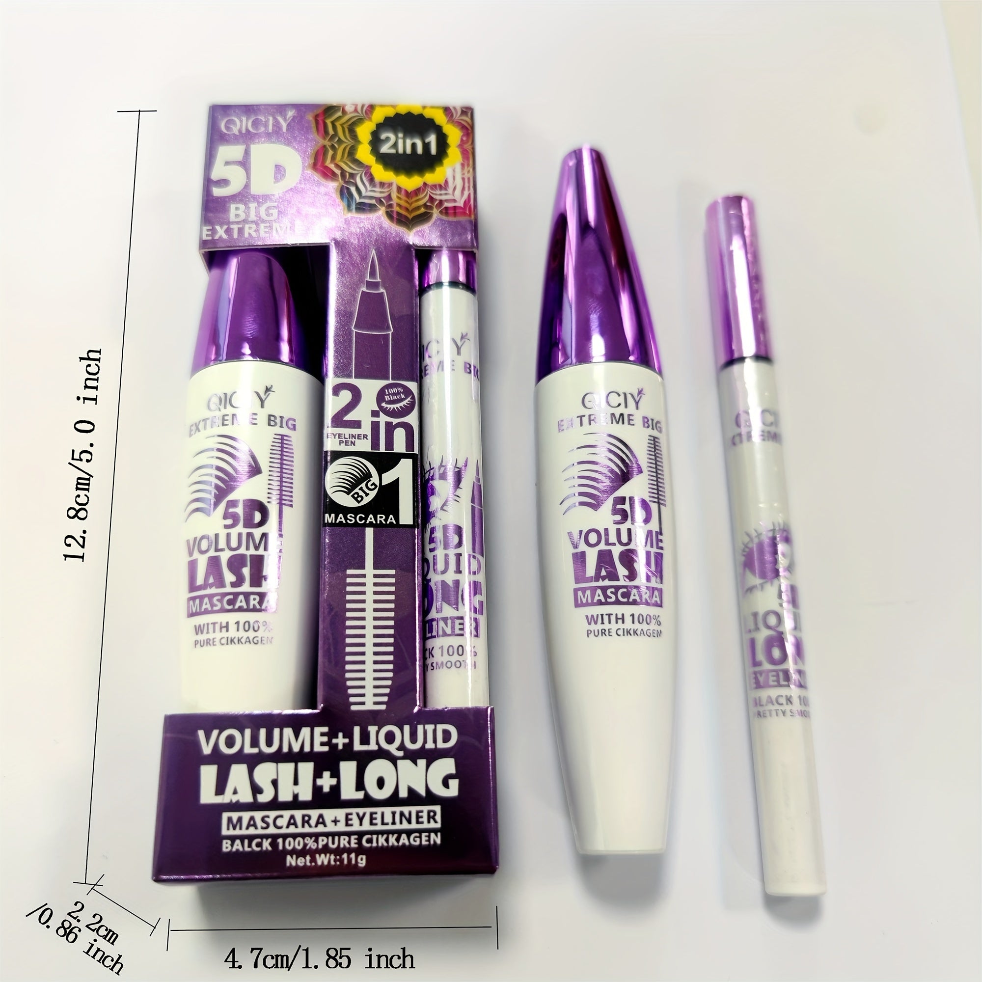 24H 2in1 Super Thick Waterproof 5D Mascara &amp; Eyeliner
