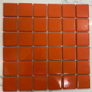 Smooth glossy orange ceramic mosaic tile size 48x48mm code ID5407