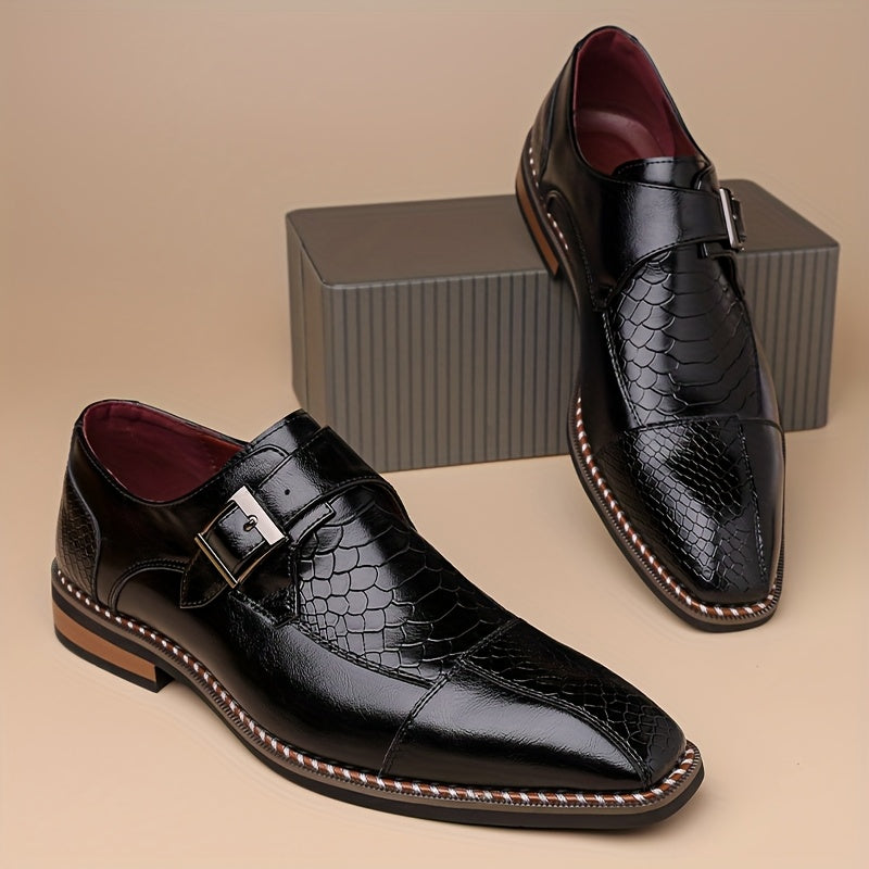 Men's Crocodile Leather Pointed Toe Elegant Office Loafers