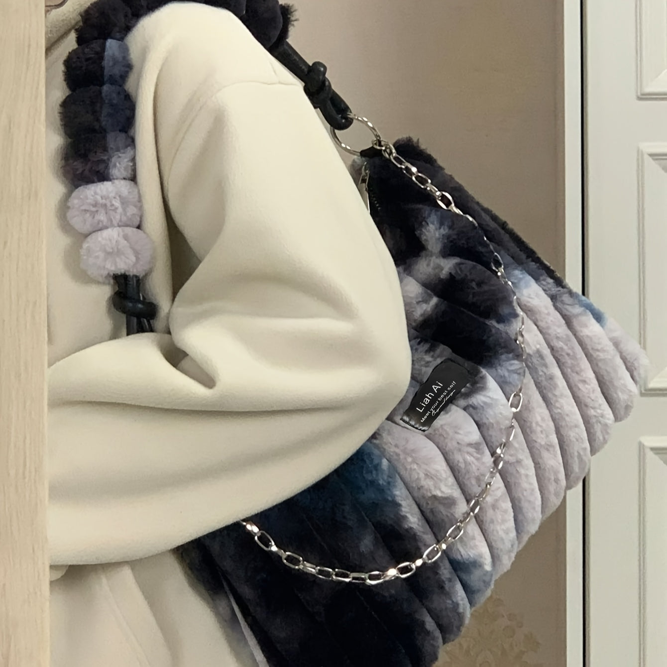 Women's Luxury Soft Fur Handbag Multi-Function Large Size