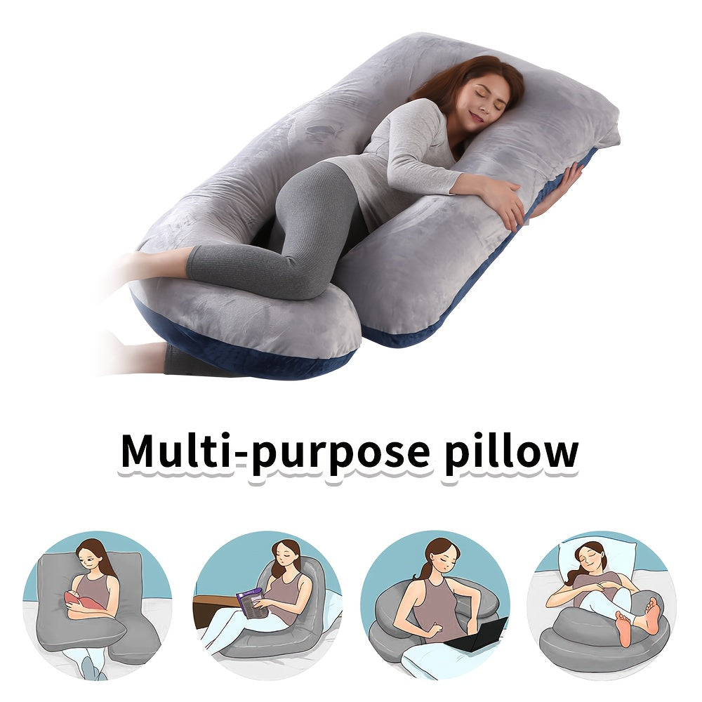 69/60 Inch J-Shape Maternity Full Body Pregnancy Pillow - Ergonomic Back &amp; Leg Support with Removable Velvet Cover, Machine Washable, More Filling, Durable Fabric for Side/Back Sleepers, Ideal for Women'S Sleep Aid &amp; Home Dec