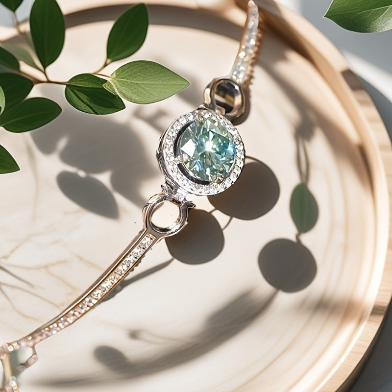 1 Carat Moissanite Turquoise Bracelet - Exquisite 925 Silver