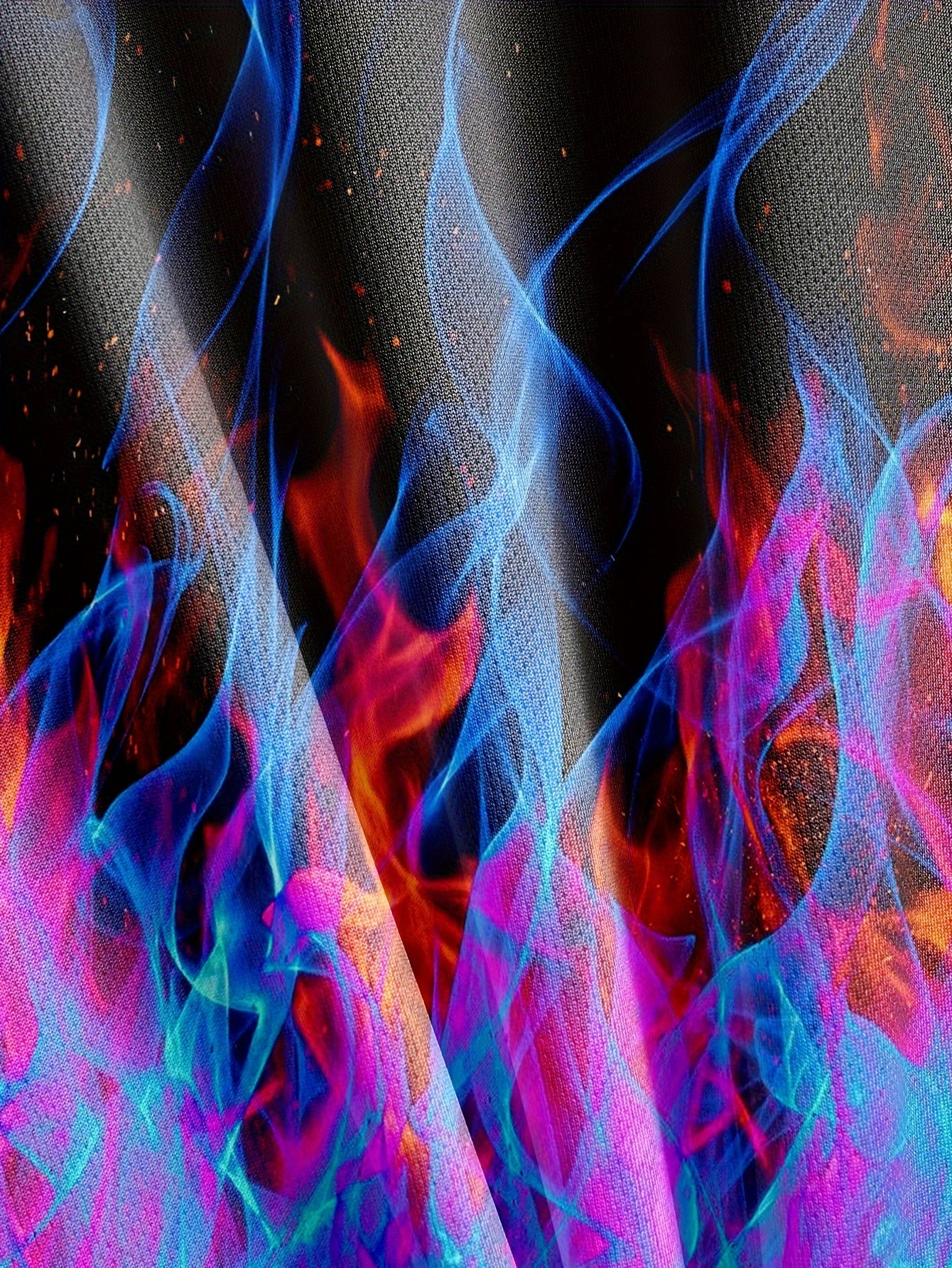 Big Size Golf Shirt 3D Printed Fire Pattern - Light Stretch, Breathable Fabric