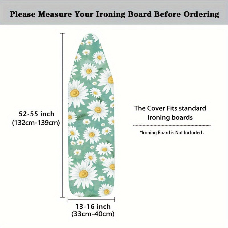 Blue Daisy Flower Ironing Board Cover - Dust-Proof Polyester Washable Ironing Board Protector with Elastic Edges for Standard Sizes (52-55" Length, 13-16" Width)