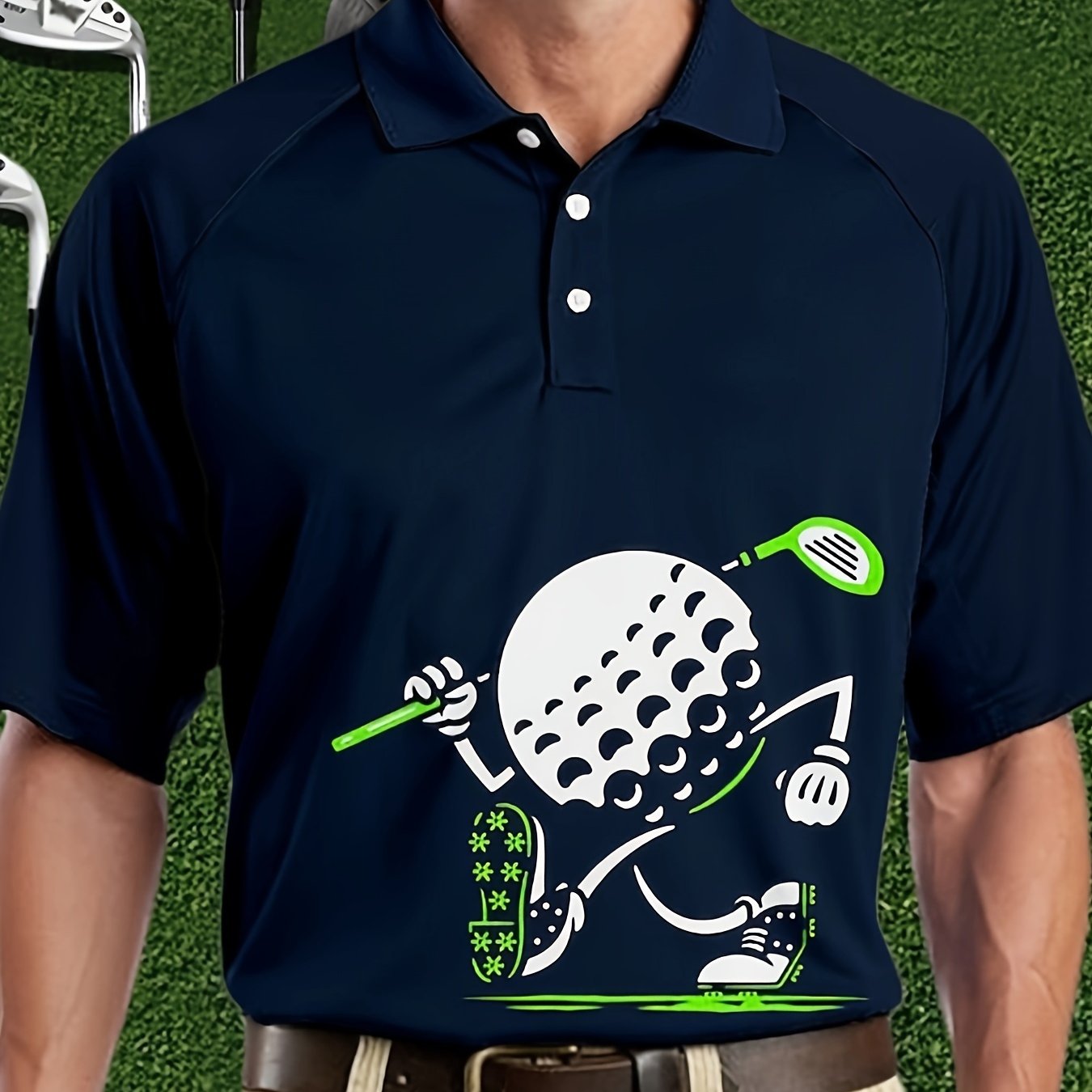 Áo Sơ Mi Nam Hè Thể Thao In Bóng Golf Hài Hước