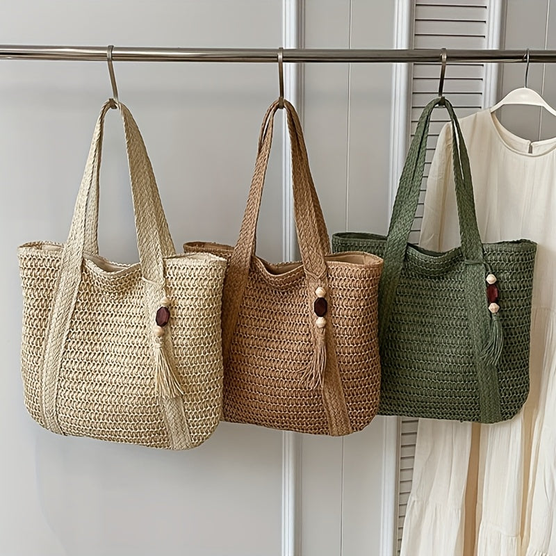 Perfect Lily Women's Tote Bag - Summer Tassel Woven Fashion