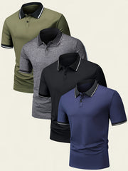 Men's Summer Short Sleeve Sports Shirt, Contrast Trim