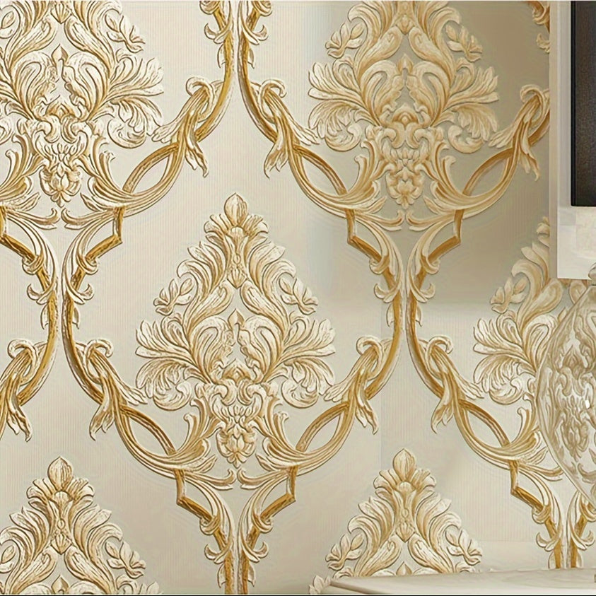 3D Wallpaper with Exquisite European Damask Pattern