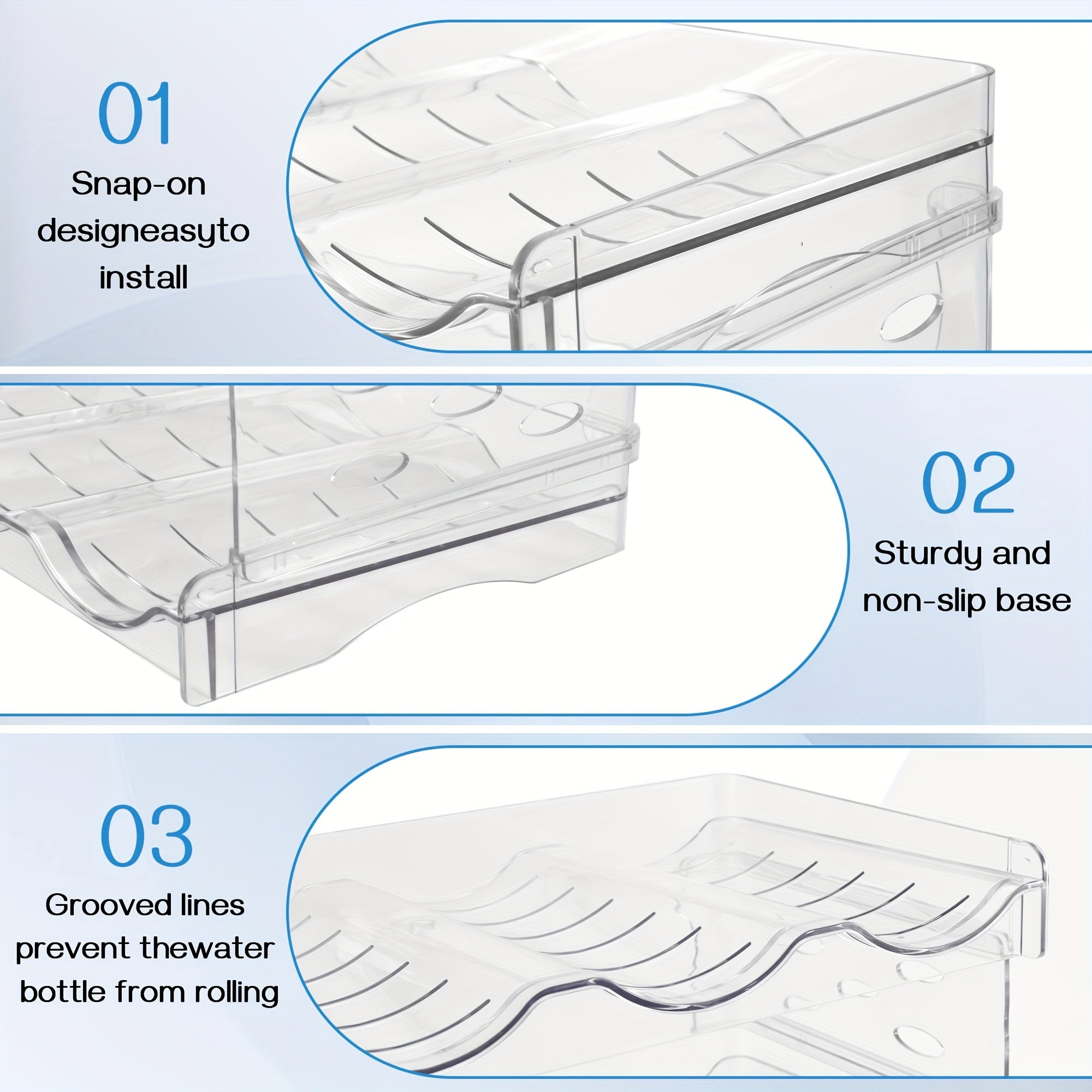 4-Tier Stackable Water Bottle Organizer - Clear Plastic Kitchen Cabinet Storage Rack Holds 16 Bottles, Space-Saving Design for Home, Office, Pantry Organization, Kitchen Organizer, Office Supply Storage, Sleek Appearance, Tra