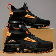 High-end Men's Running Shoes - Breathable Black Orange
