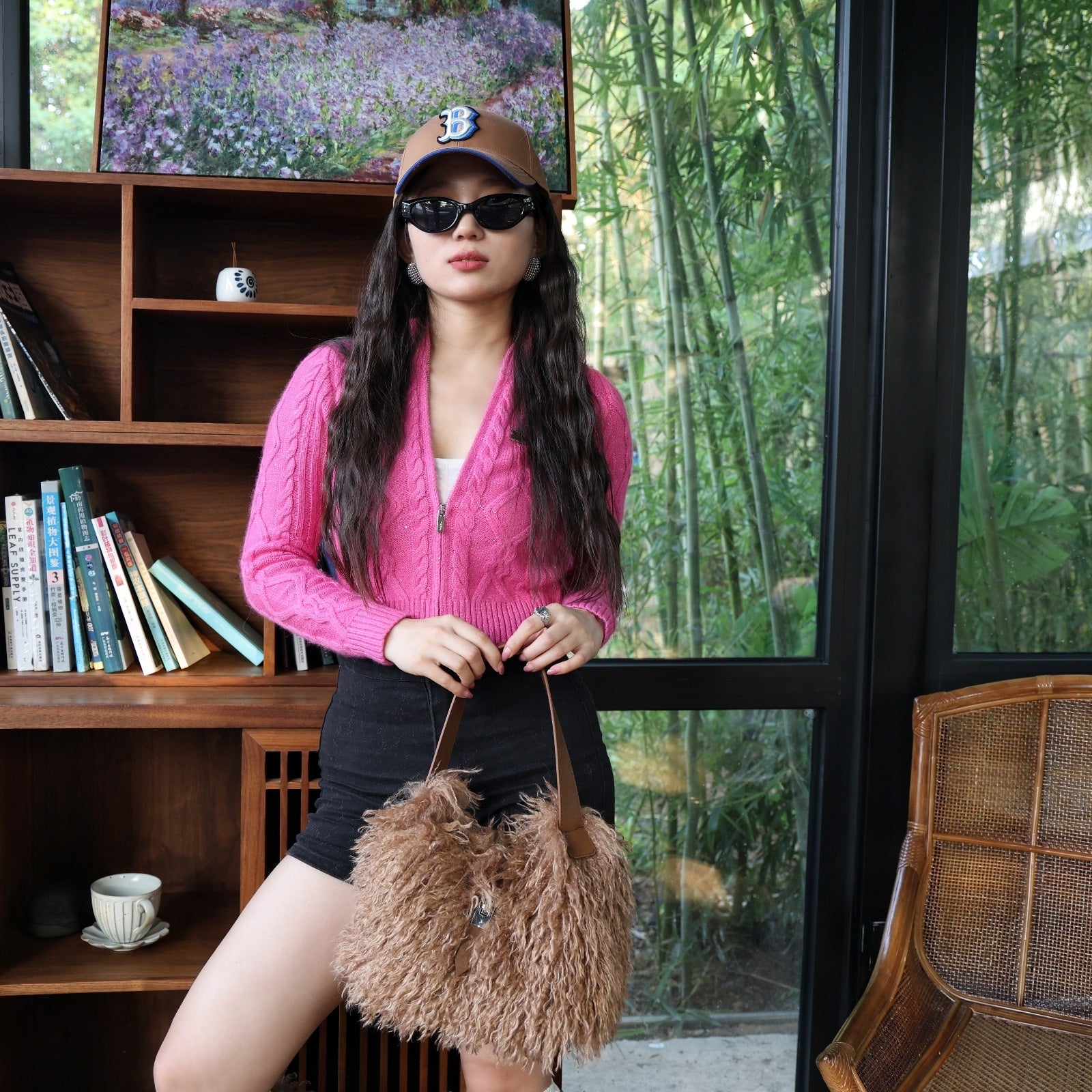 Women's Faux Wool Handbag - Soft &amp; Elegant Crossbody Bag