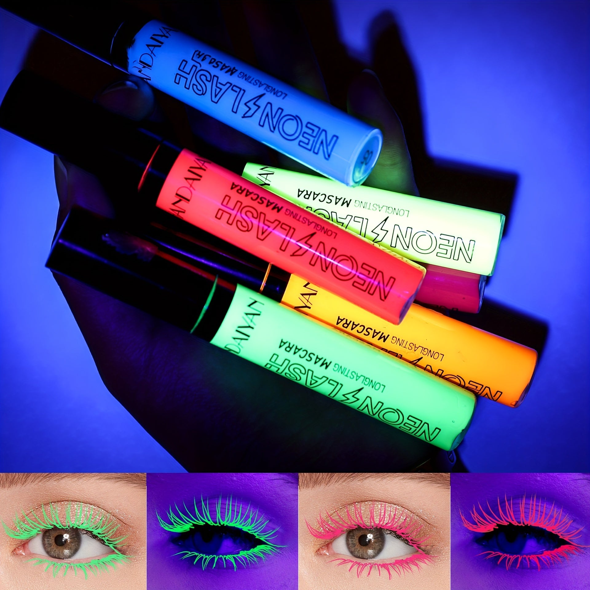 Mascara Neon 6 Màu UV Dạ Quang Chống Lem Lâu Trôi - Daisan Mart