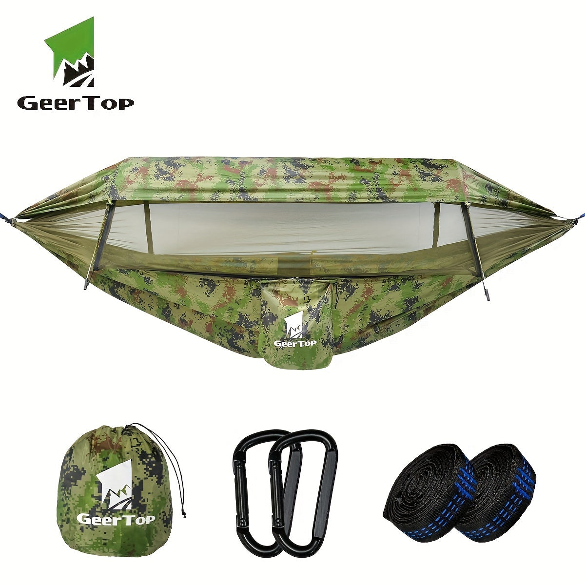 [3-in-1 Hammock] GEERTOP 3-in-1 Outdoor Hammock | Double Sleep Rest Camping Hammock with Mosquito Net Sun Shelter for Backpacking Travel Garden Park - Daisan Mart