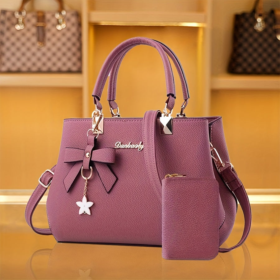Women's Handbag with Multi-Functional Bow and Cute Mini Wallet