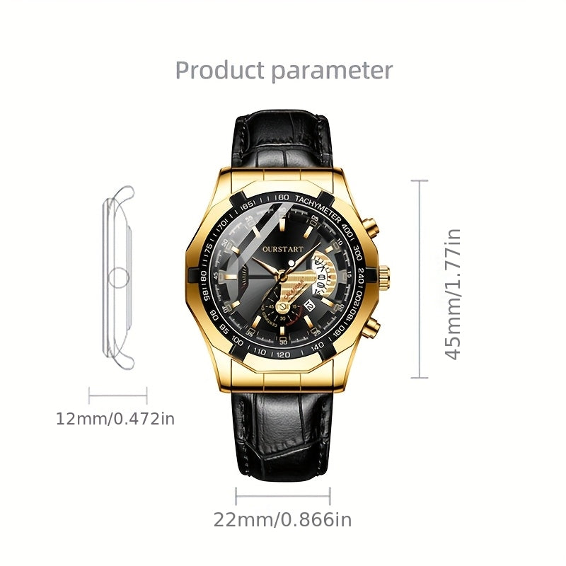 Đồng Hồ Nam Thể Thao Dây Da PU Mặt Lớn Sang Trọng