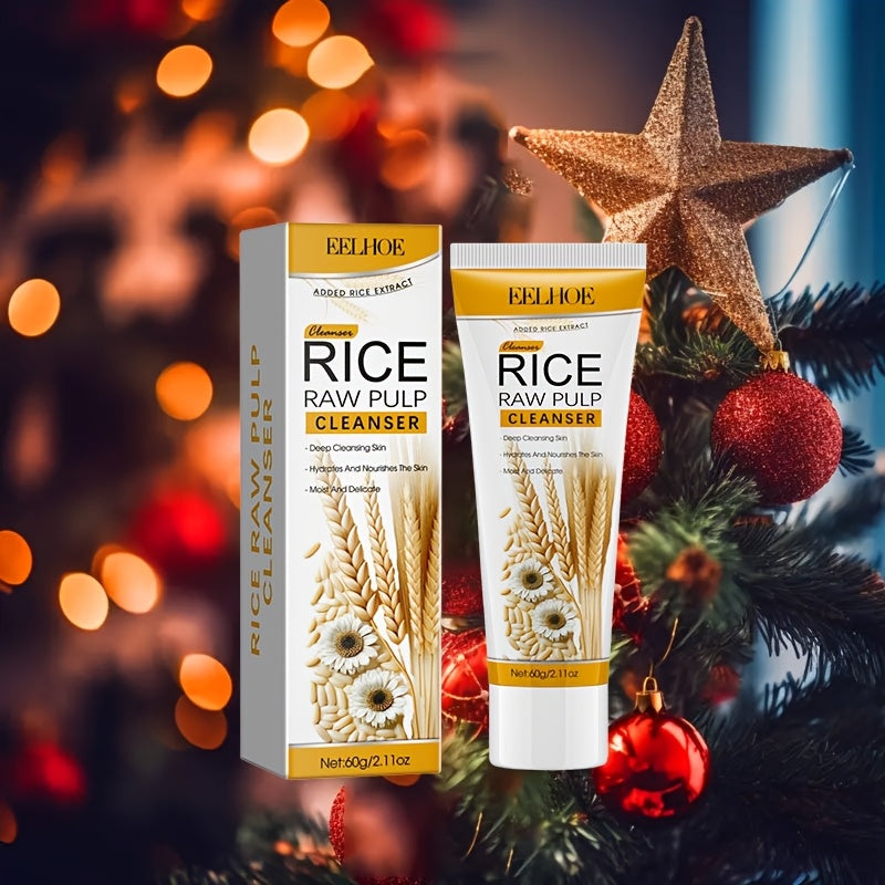 Rice Raw Pulp Foaming Cleanser - 60g |, Alcohol-Free with Hyaluronic Acid & Fresh Scent | Deep Pore Cleansing for Radiant Skin