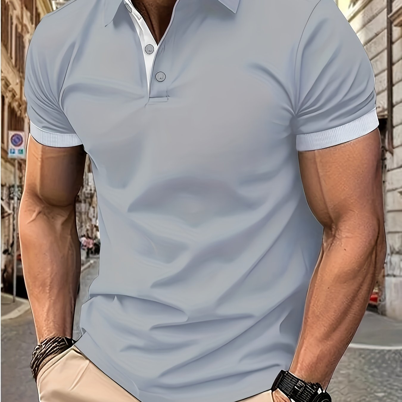 Men's Golf Shirt, Breathable Fabric, V-Neck, Short Sleeves, Summer