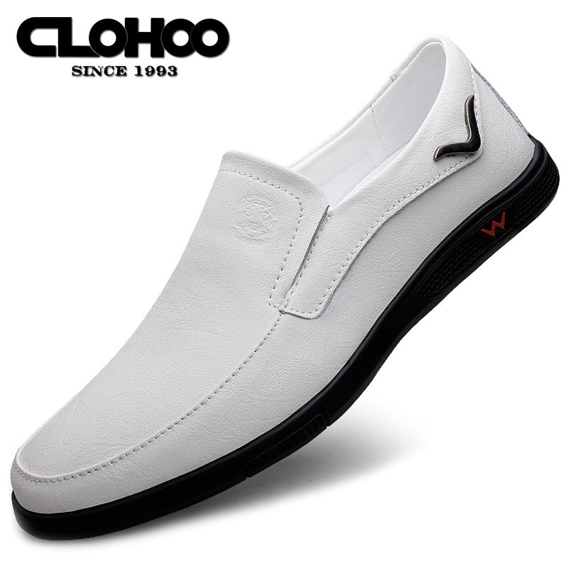 CLOHOO Men's Loafers, Elegant Cowhide, Anti-Slip