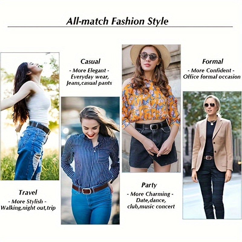 Luxury Genuine Leather Women's Belt - Stylish Metal Buckle