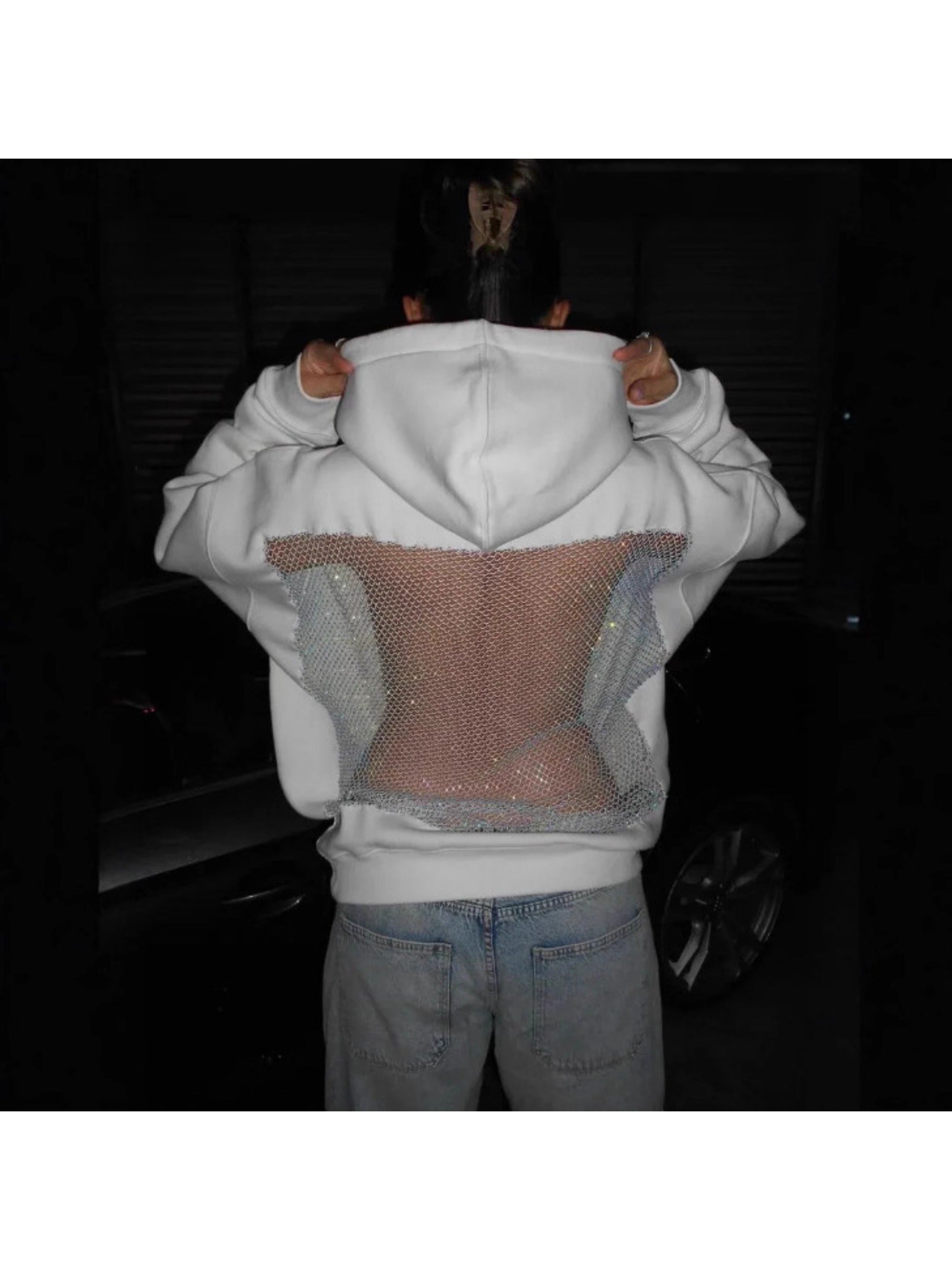 Áo Hoodie Nữ Lưới Hở Lưng Mùa Đông - Đen Thoáng Khí
