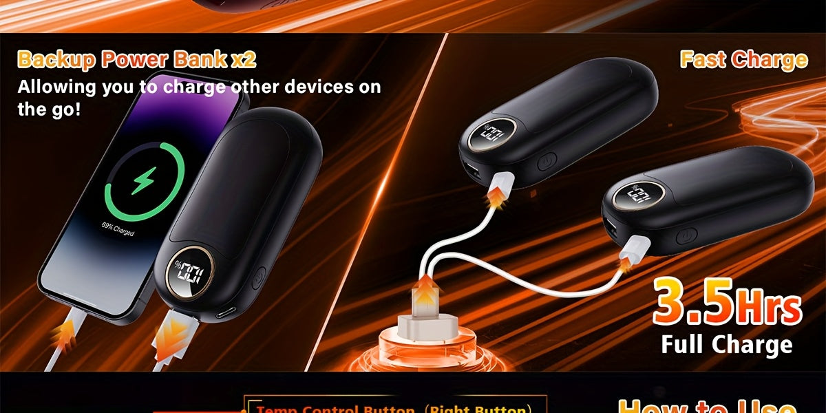 Pair of 36H Rechargeable Electronic Heating Bags, Convenient Gift