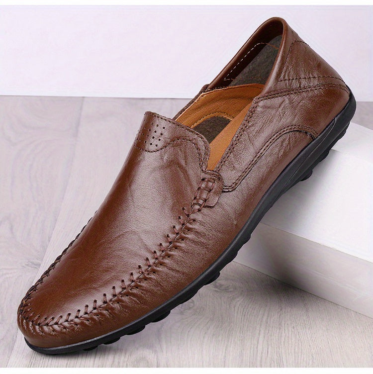 CLOHOO Men's Genuine Leather Loafers for Elegant Office