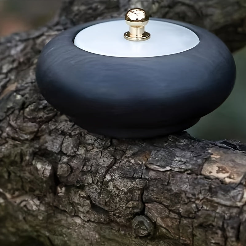 Mini inkstone in hand. Chinese calligraphy ink pool and ink cartridge with lid. Luowen inkstone is convenient to carry. (Note that each natural stone lid has different colors and textures.) - Daisan Mart