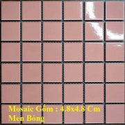 Plain pink glossy ceramic mosaic tile 48x48mm code 3998