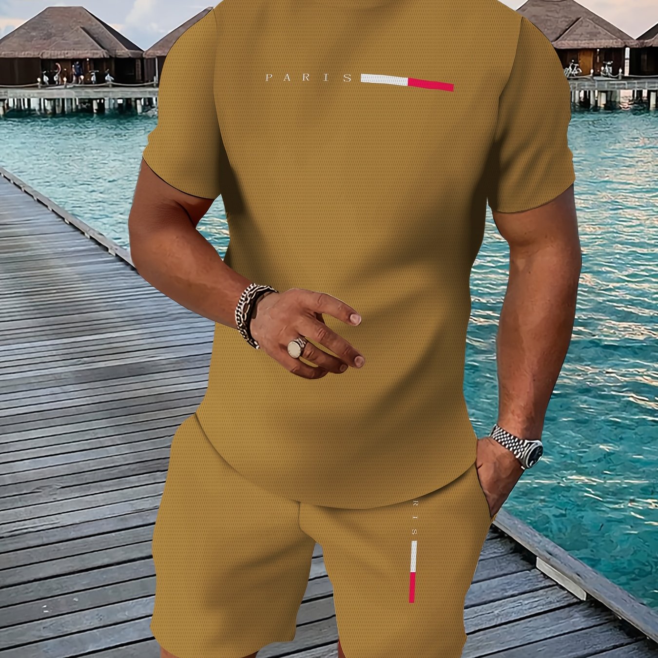 男士3D列印夏季運動服透氣動感