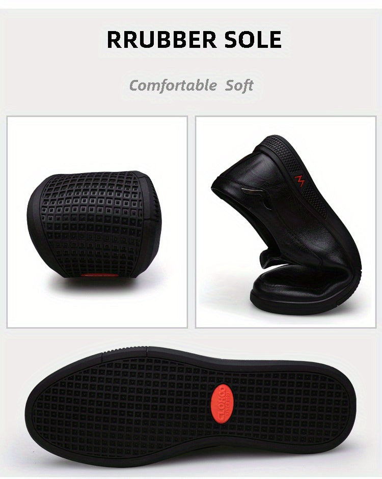 CLOHOO Men's Loafers, Elegant Cowhide, Anti-Slip