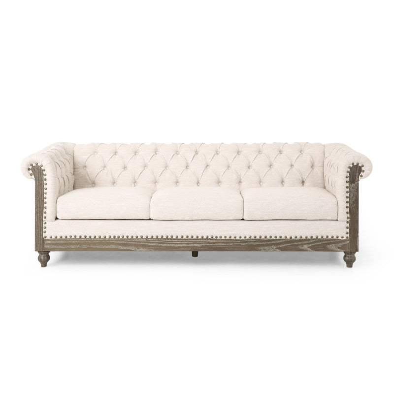 Mirod Comfy 3-Seat Sofa with Wooden Legs Retro Style for Living Room