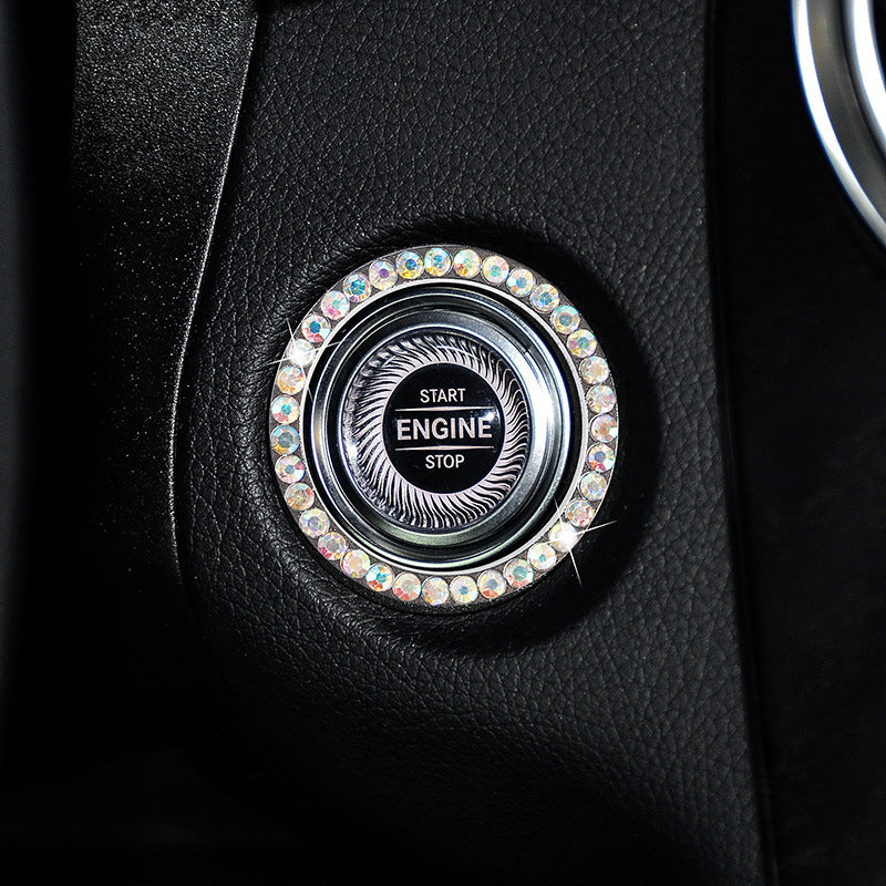 Zinc Alloy Ignition Button Cover with Sparkle Effect - "START STOP" Design, Plated, Easy Installation, Fits Most Vehicles, Ignition System Upgrade | Sparkling Button Cover | Glossy Finis - Daisan Mart