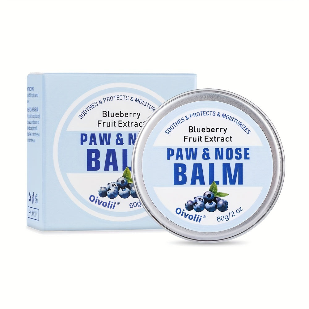 Natural Dog Paw Balm With Blueberry - Protects Paws From Hot Pavement, Wax For Dry Paws & Nose, Canine Paw Moisturizer For Cracked Paws, Cream Butter With Blueberry Scent For Cats & Dogs, Paw Protectors (2 OZ)