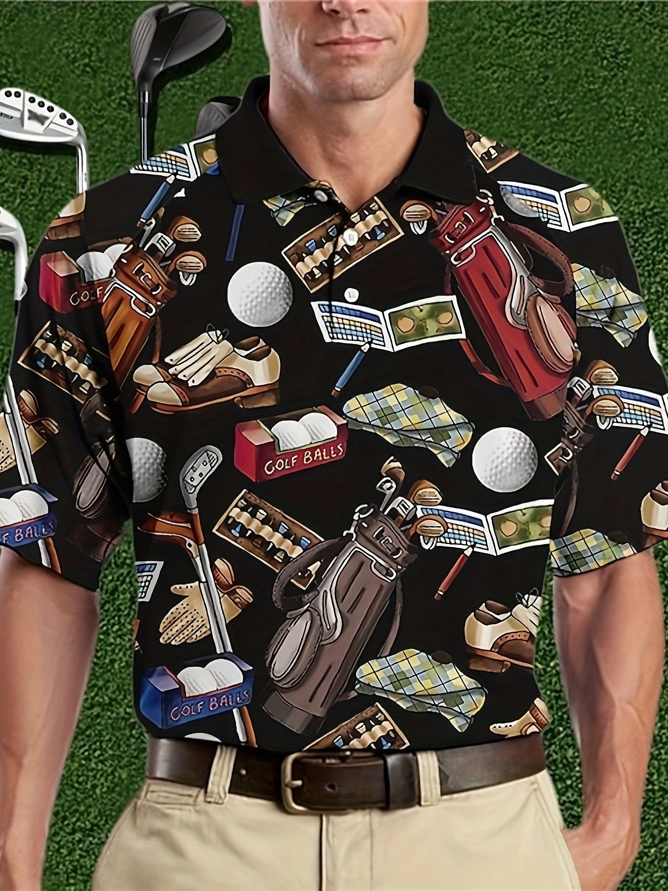 Áo Sơ Mi Golf Nam In Họa Tiết Hài Hước, Siêu Nhẹ