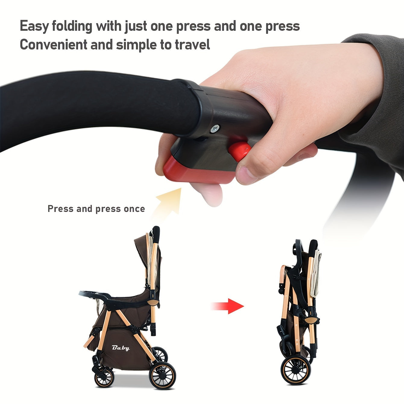High-quality 2-way stroller, convenient folding
