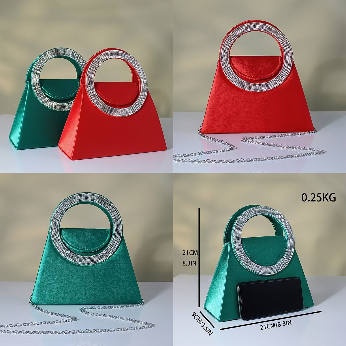 優雅高端水鑽晚會舞會單肩斜挎鏈條包，女士優雅手提包，女士派對包，女士優雅包，特殊場合錢包，正式活動手拿包，迷人斜挎包