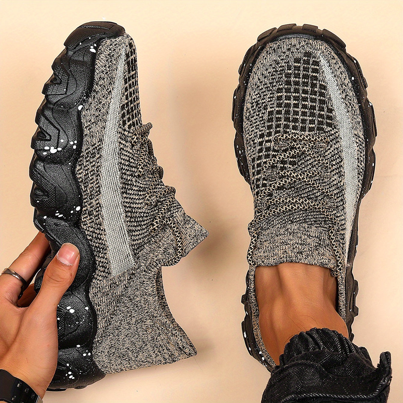 Giày Sneaker Nam Thể Thao Họa Tiết Hình Học Thoáng Khí