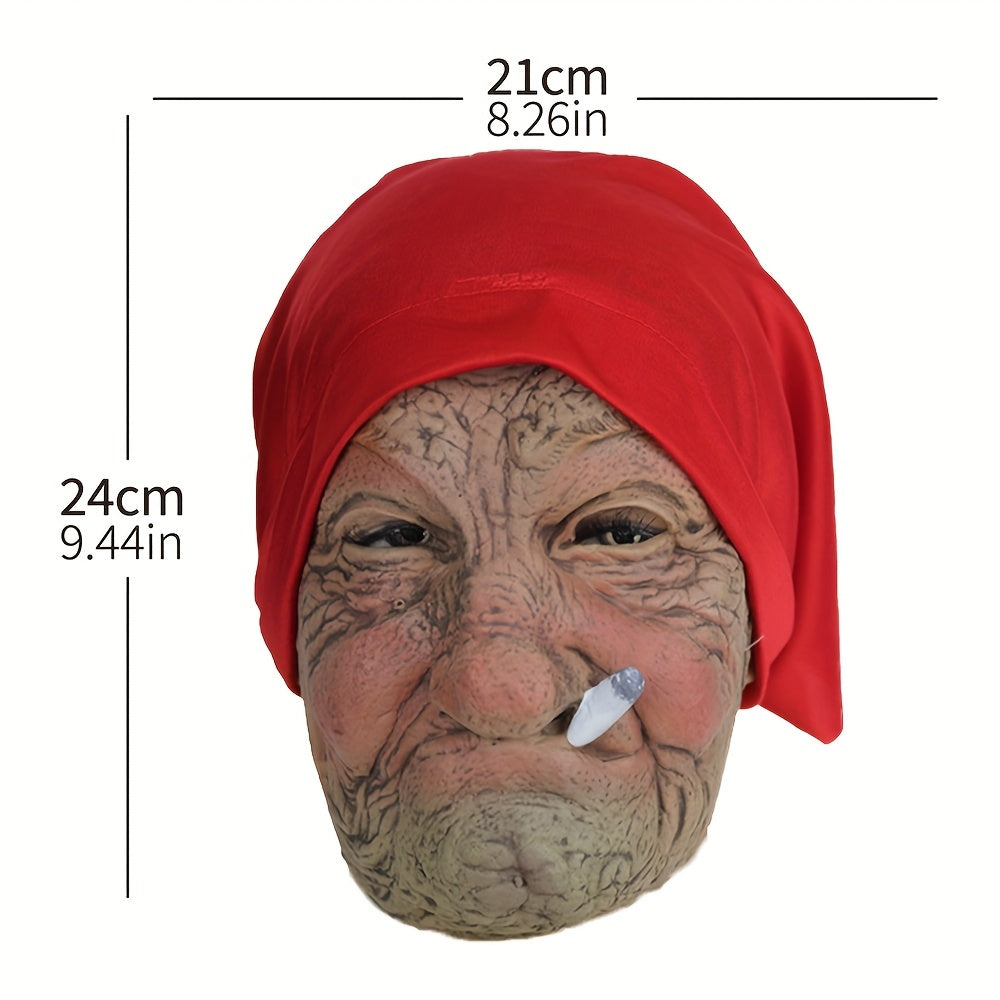 [Red Hood Halloween Mask] Halloween Mask, Little Red Hood Smoking Grandma Old Woman, Party Props, Ideal Gift for Men &amp; Women