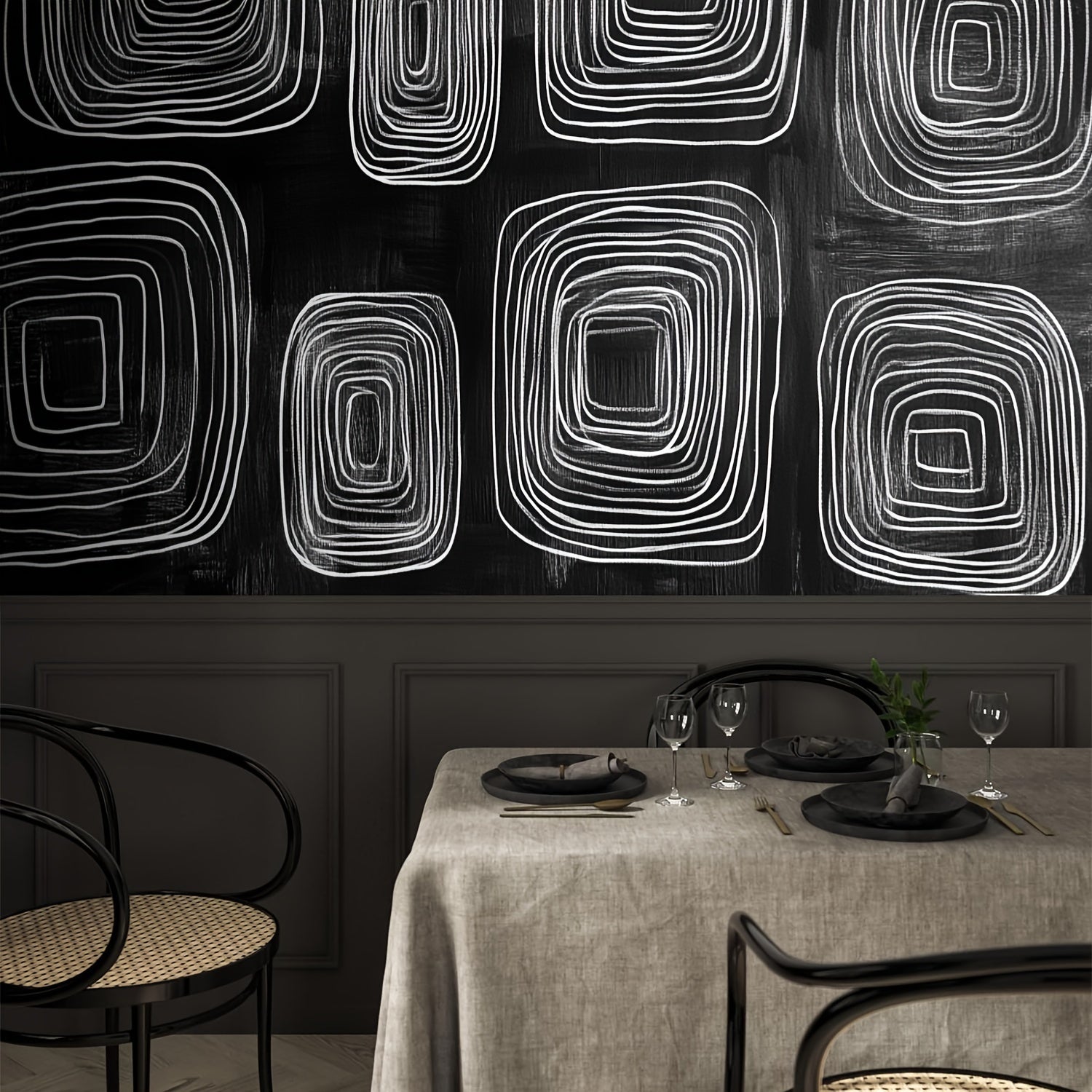 Modern Black and White Abstract Wallpaper 100x144